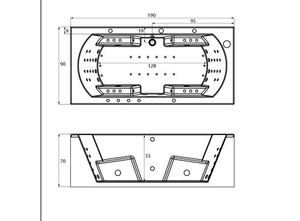 Massasjebad VIGEN system3+ 180 180x90x70cm hvit 